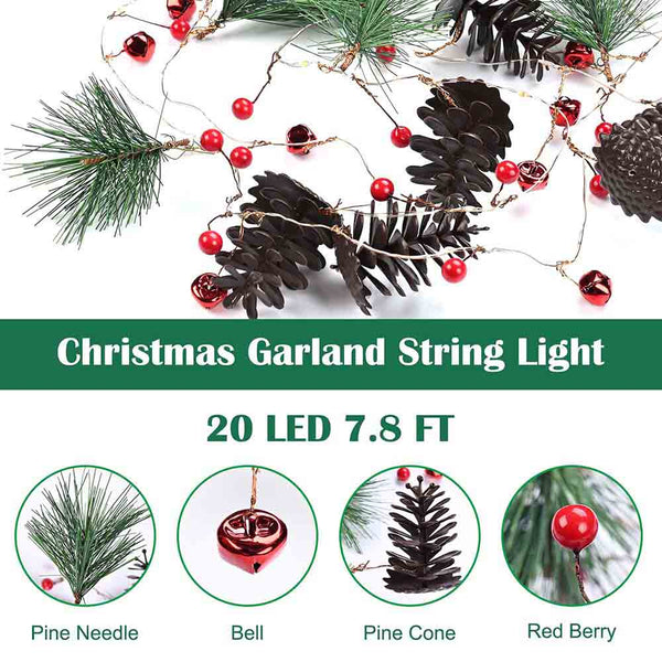 Christmas Garland with Lights 7.8ft