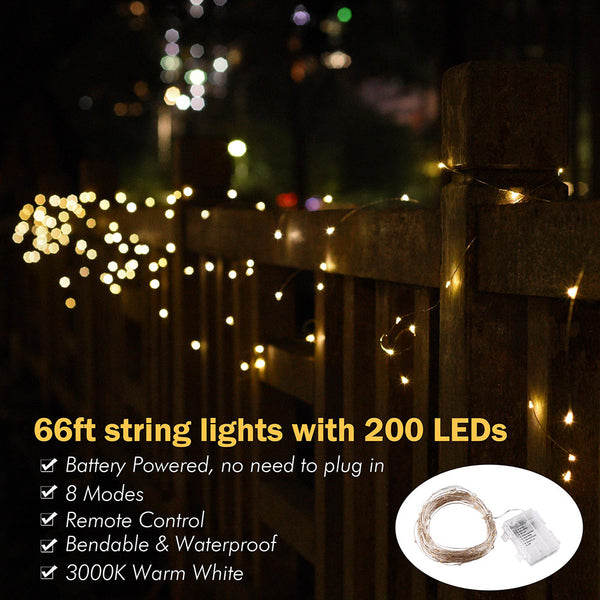 66ft LED String Lights Battery Powered