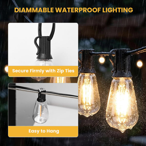 200ft String Lights for Outdoor ST38Bulbs 100ct. -4x50ft 120V