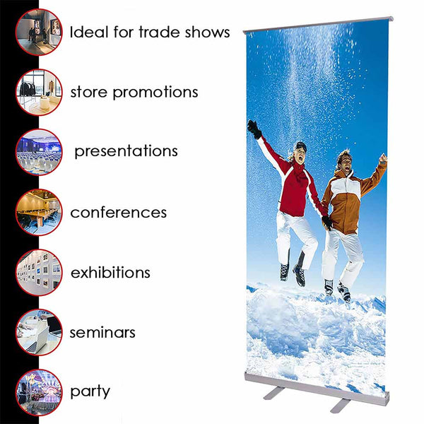 Retractable Banner Stand for Trade Show Banner 33x79 in