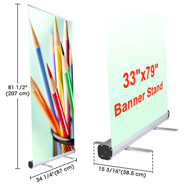 Retractable Banner Stand for Trade Show Banner 33x79 in