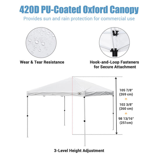 InstaHibit Canopy Tent 10x10 White, Carry Bag, Optional Sidewalls