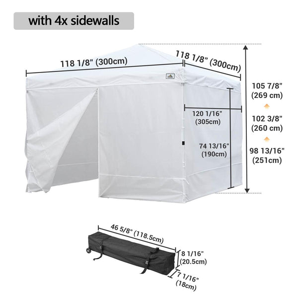 InstaHibit Canopy Tent 10x10 White, Carry Bag, Optional Sidewalls