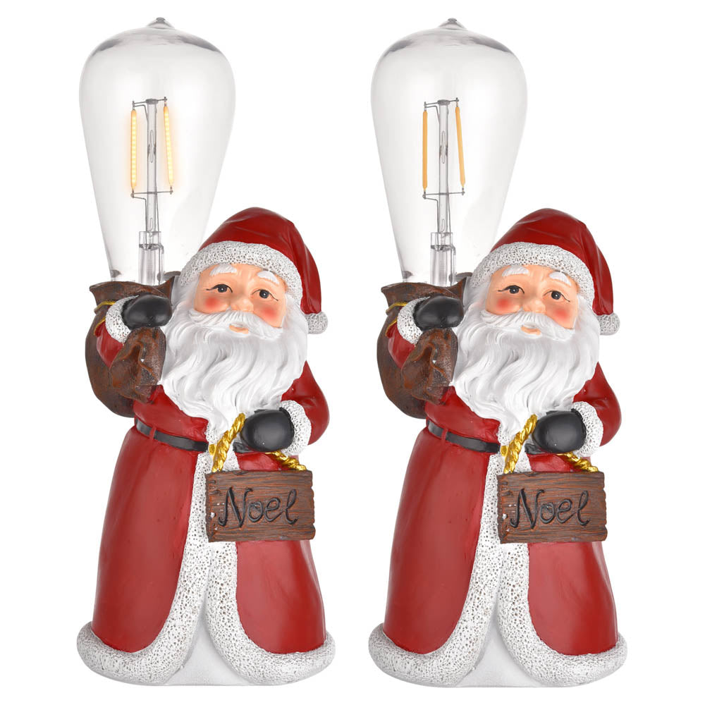 Santa Figurine Santa Ornaments with Light 10 inch Set(2)