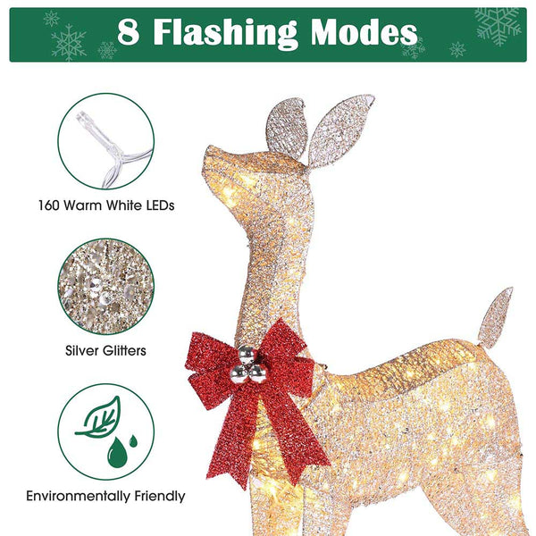 Lighted Reindeer Family Set with Chasing Twinkle Lights