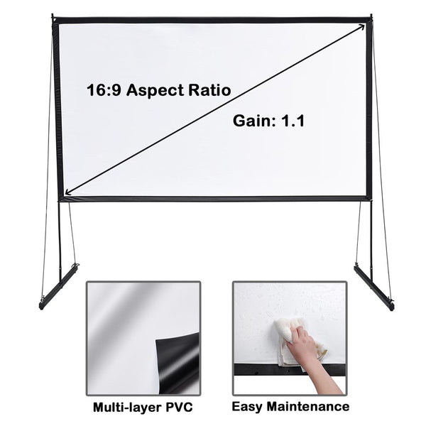 150 inch Projector Screen with Stand for Outdoor